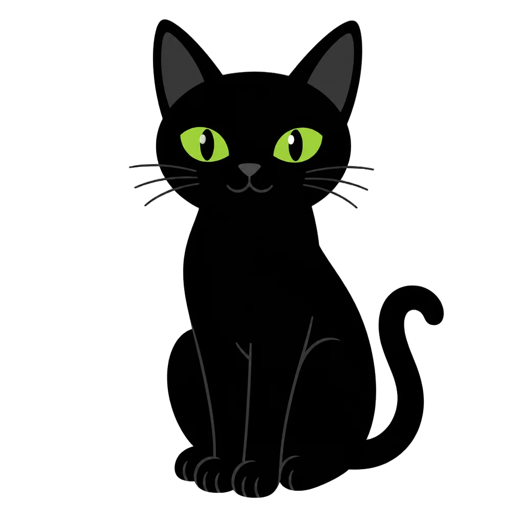 Black Cat with Glowing Green Eyes — free clip art