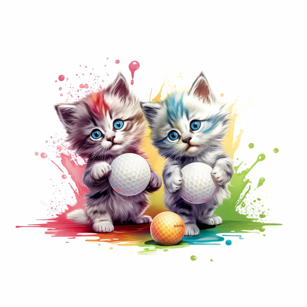 Himalayan Kittens Playing Golf Clipart — free clip art