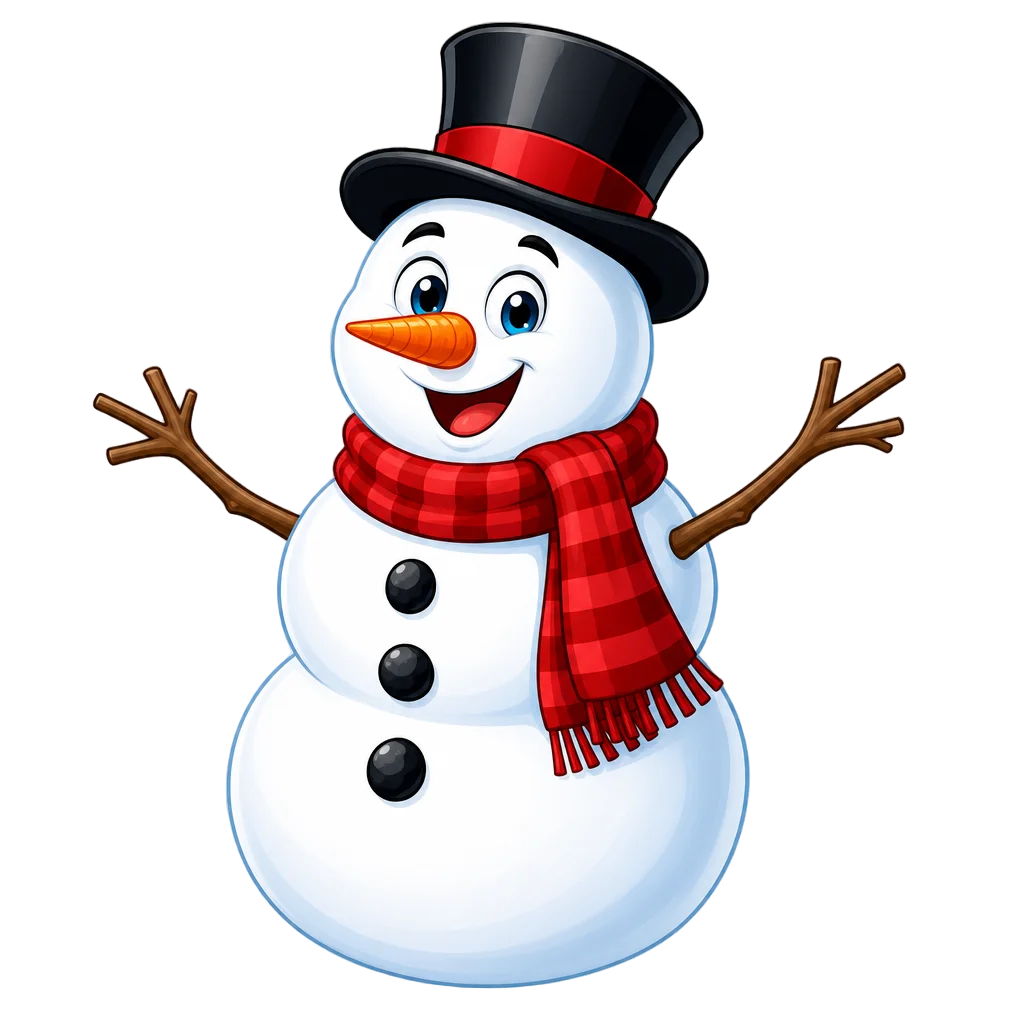 Friendly Snowman with Top Hat — free clip art