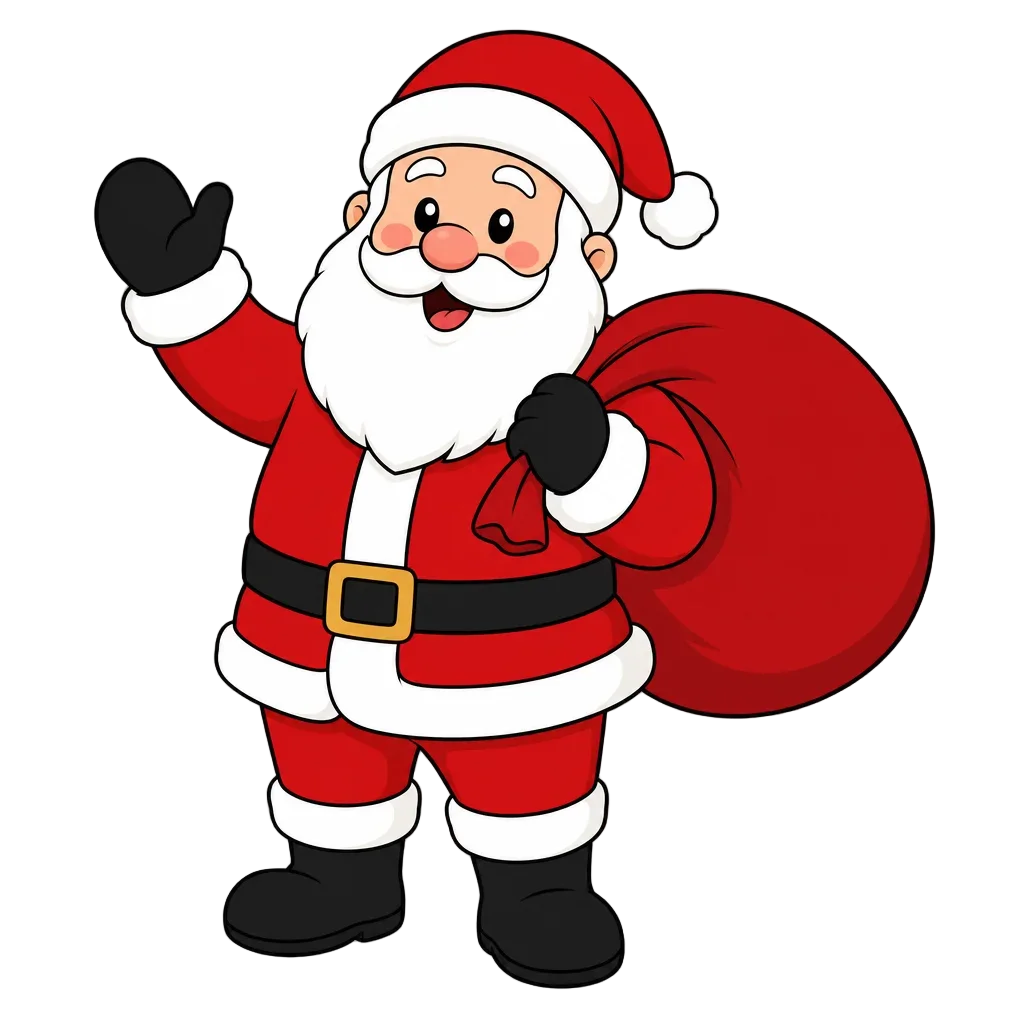 Jolly Santa Claus with Red Gift Bag — free clip art