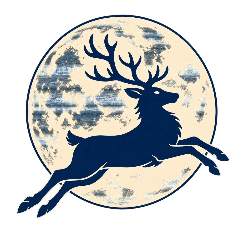 Reindeer Leaping Across Full Moon — free clip art