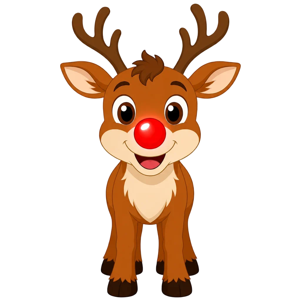 Rudolph Reindeer with Glowing Red Nose — free clip art