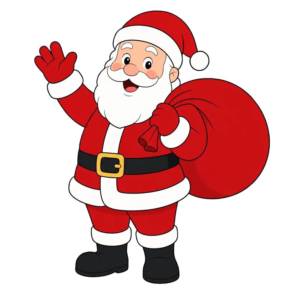 Santa Claus with Gift Bag - Flat Illustration — free clip art