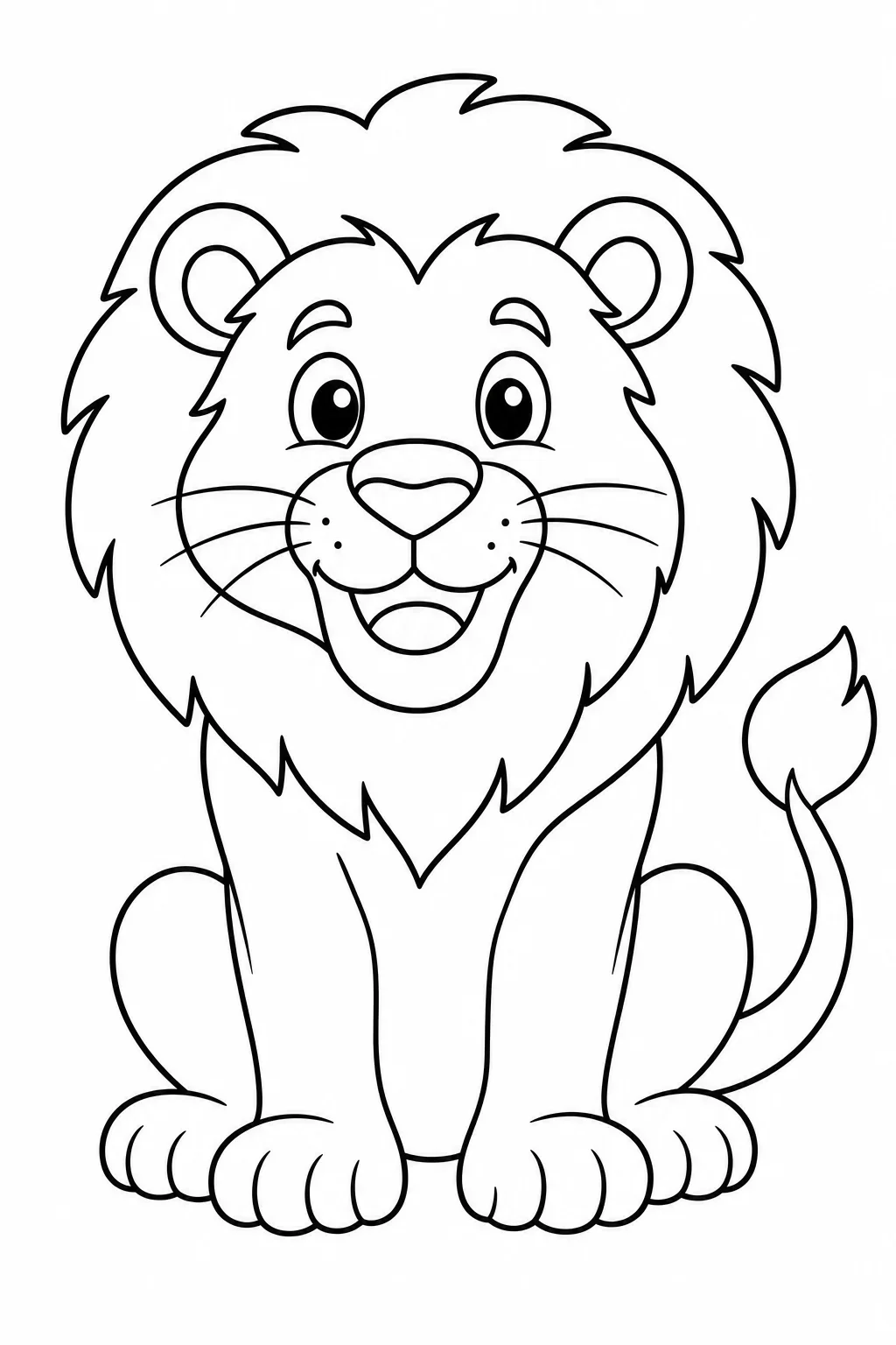 Friendly Cartoon Lion Coloring Page — free coloring page