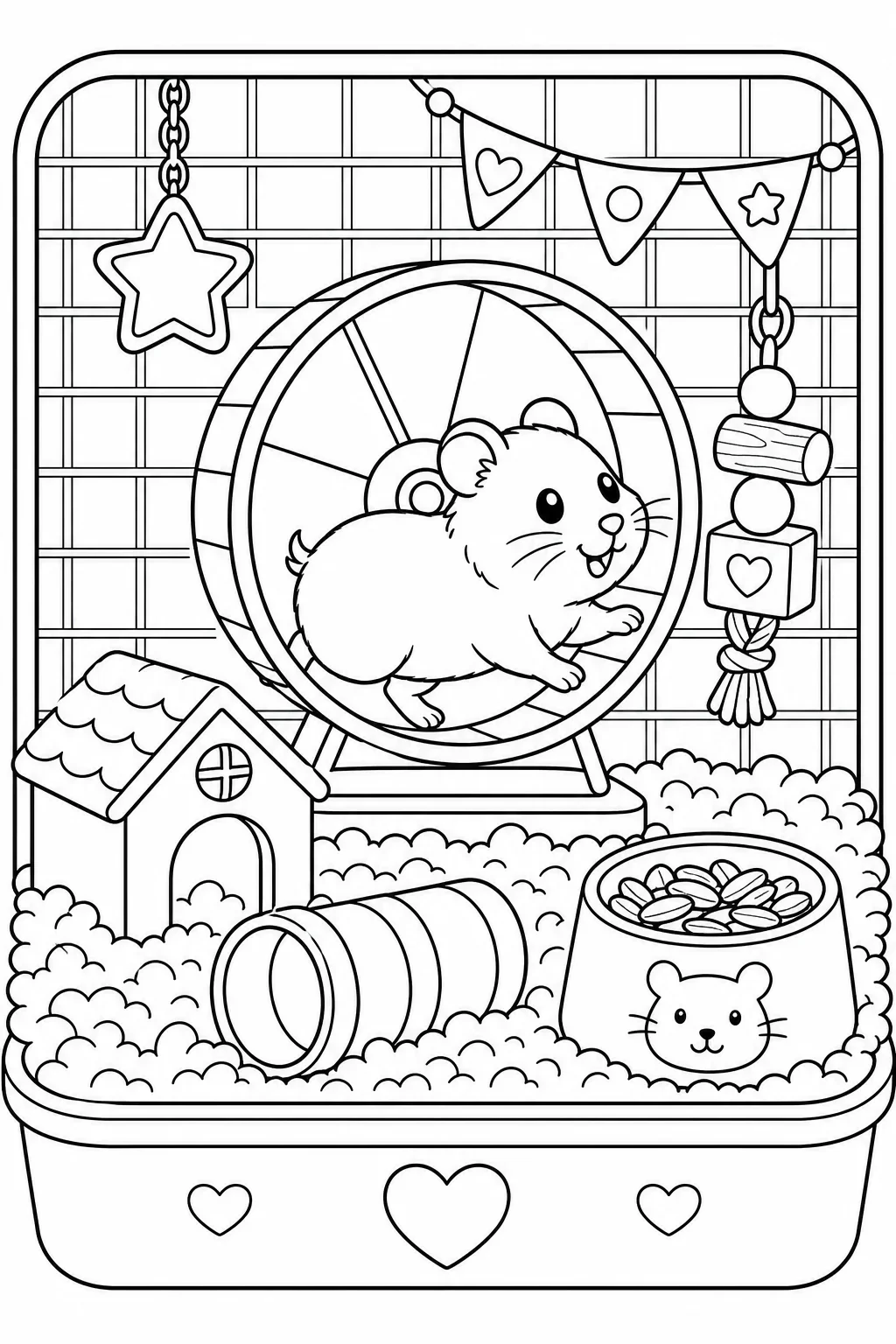 Hamster on Wheel Coloring Page — free coloring page