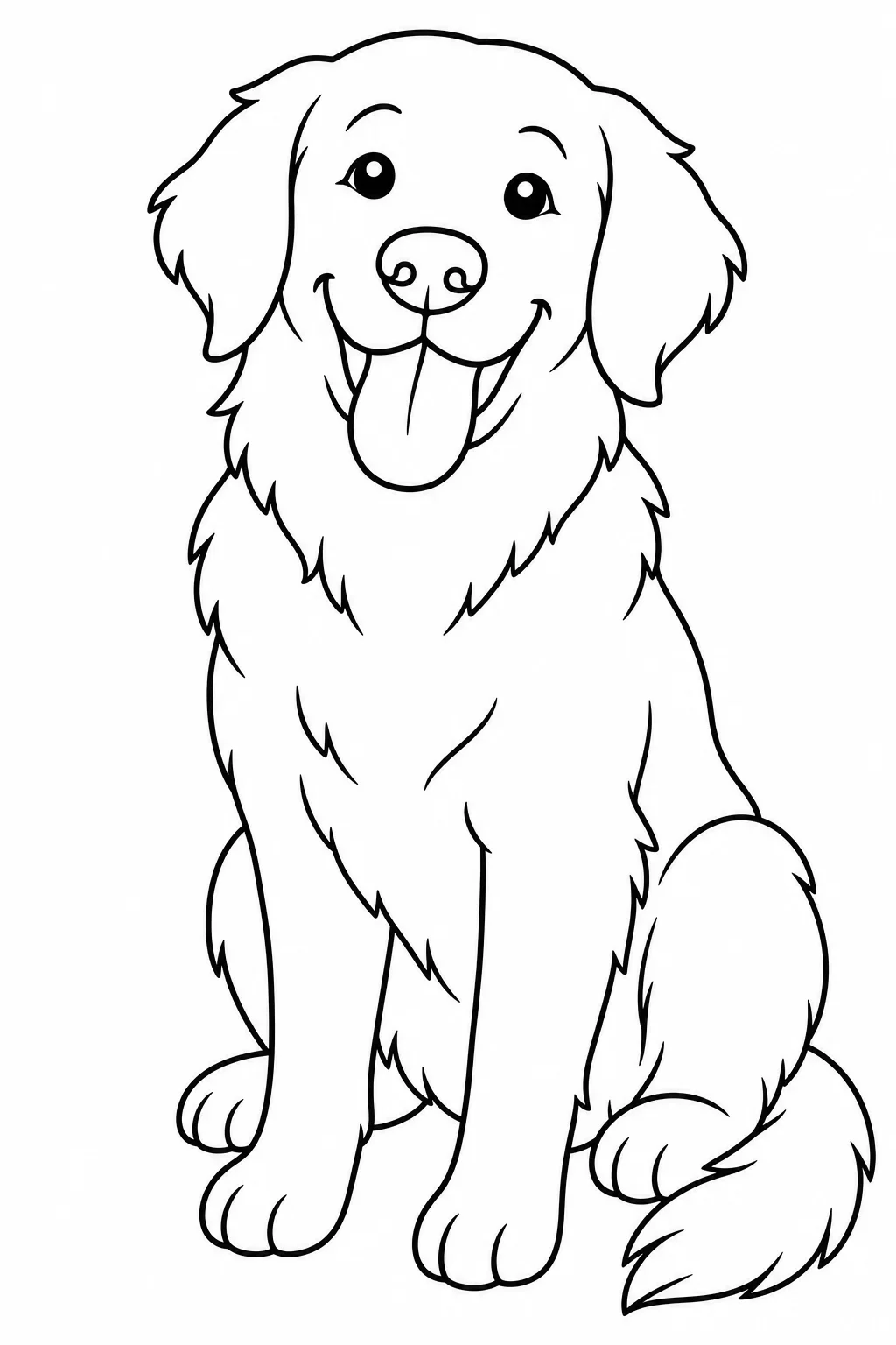 Happy Golden Retriever Coloring Page — free coloring page