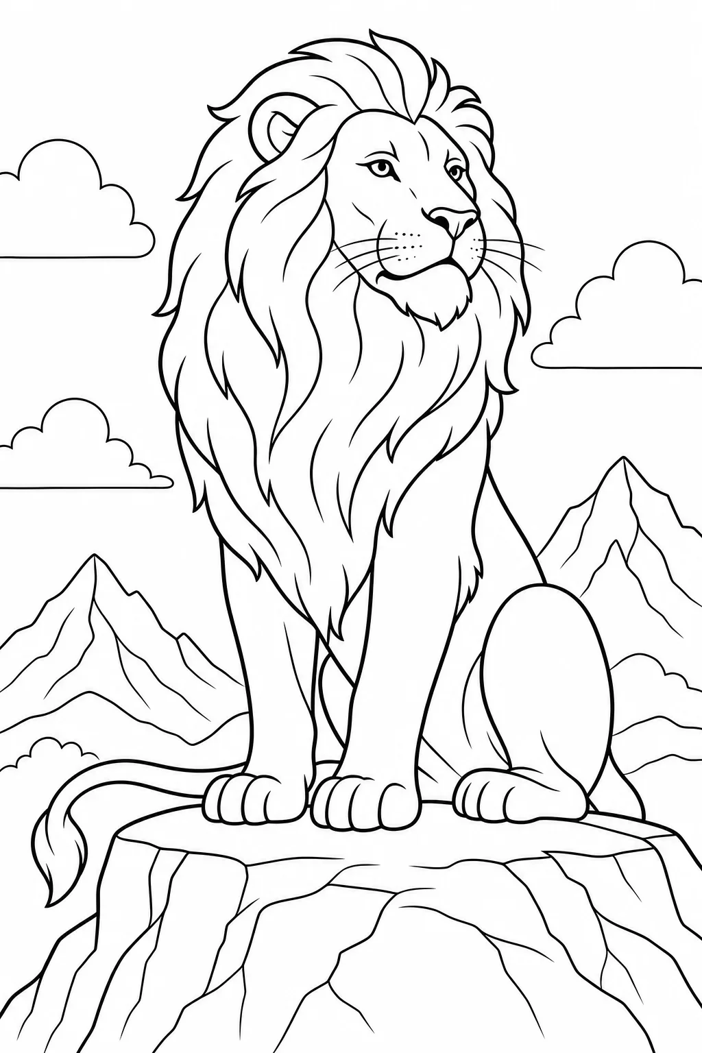 Majestic Lion on Rock Coloring Page — free coloring page