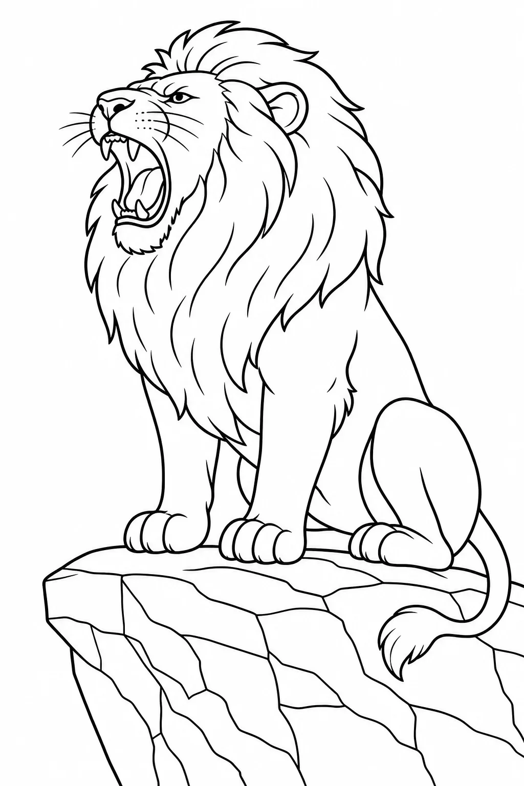 Roaring Lion with Full Mane Coloring Page — free coloring page