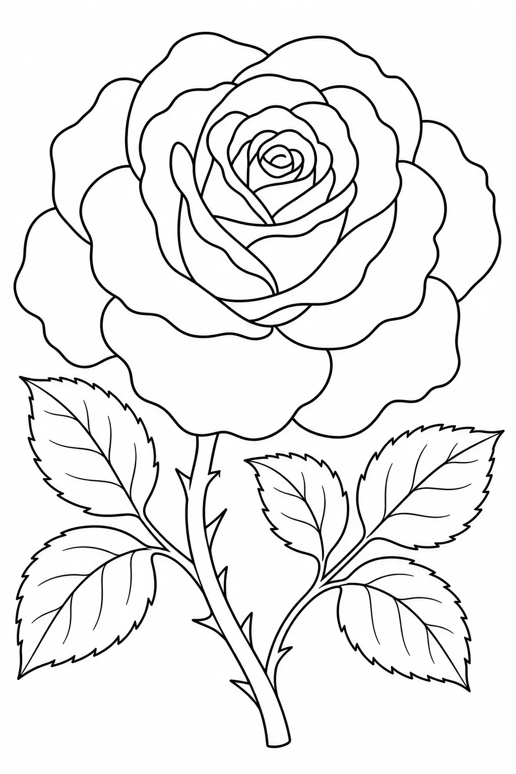 Blooming Rose Coloring Page — free coloring page