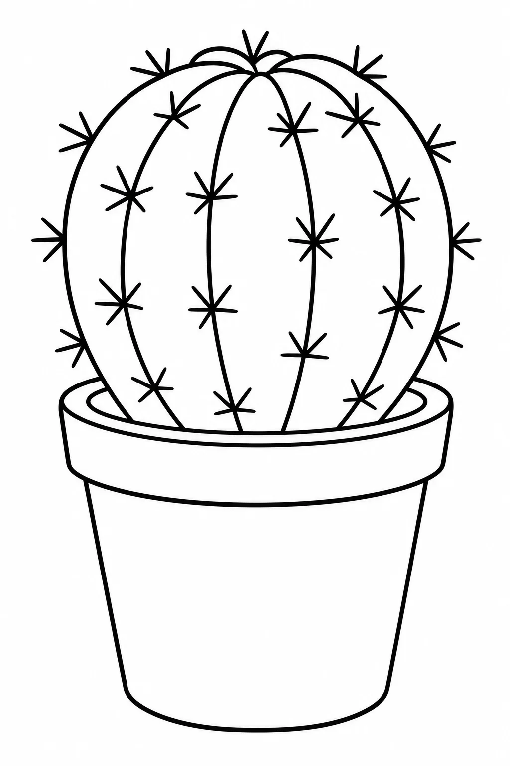Cactus in Terracotta Pot Line Art Coloring Page — free coloring page