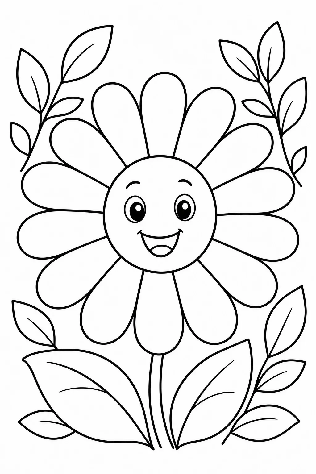 Cheerful Daisy Coloring Page — free coloring page
