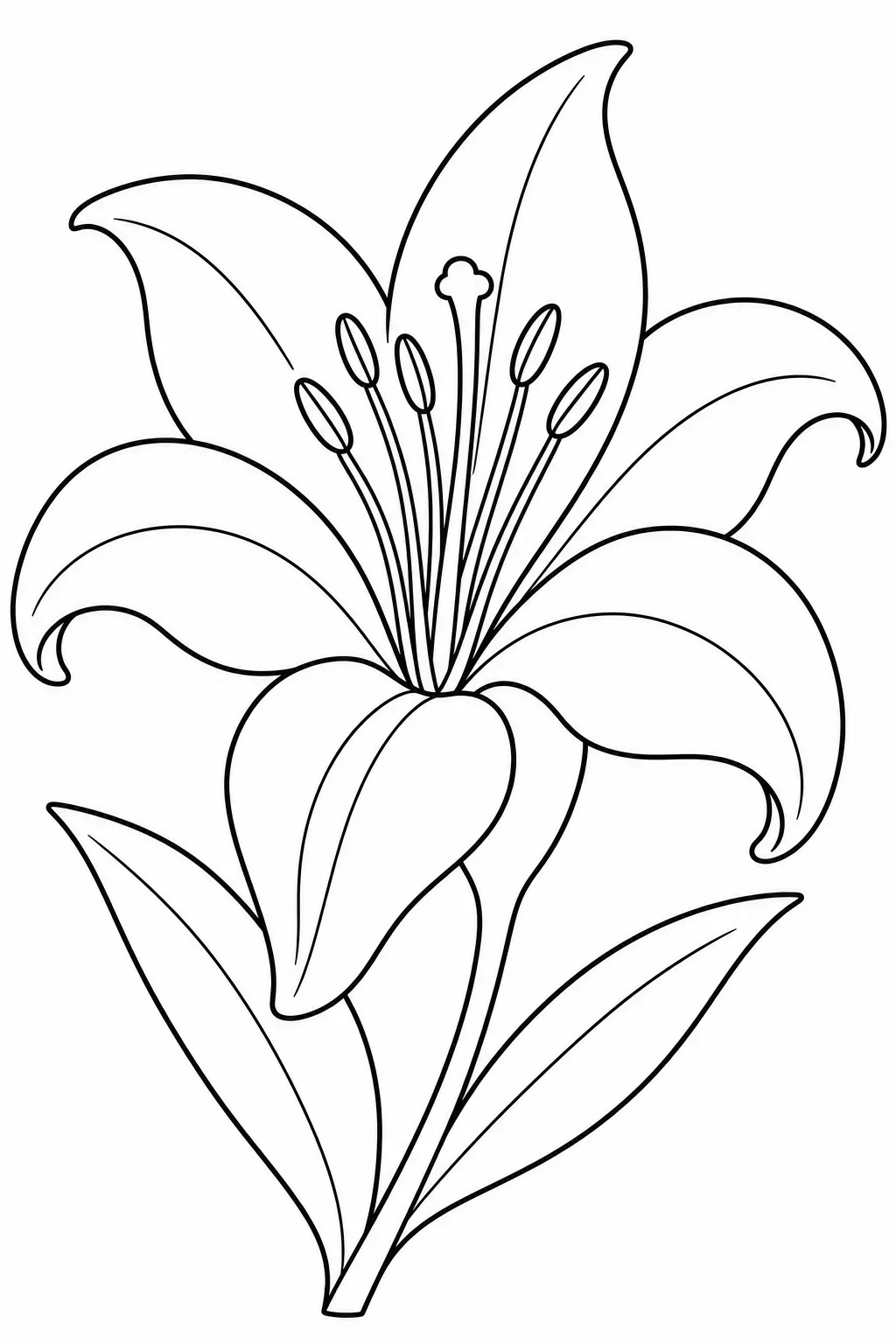 Elegant Lily Flower Line Art Coloring Page — free coloring page