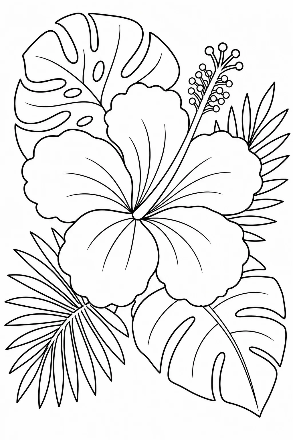 Hibiscus Flower Coloring Page — free coloring page