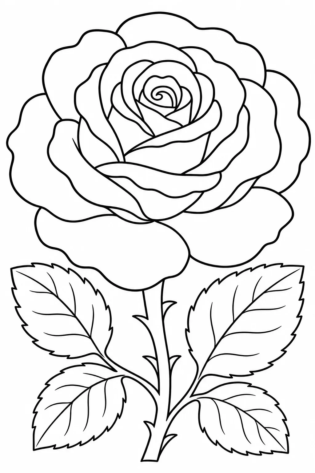 Large Blooming Rose Coloring Page — free coloring page