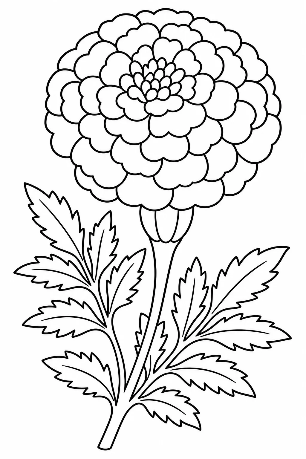 Marigold Flower Line Art Coloring Page — free coloring page