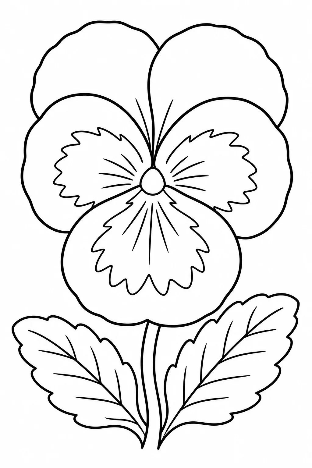Pansy Flower Coloring Page with Face Markings — free coloring page