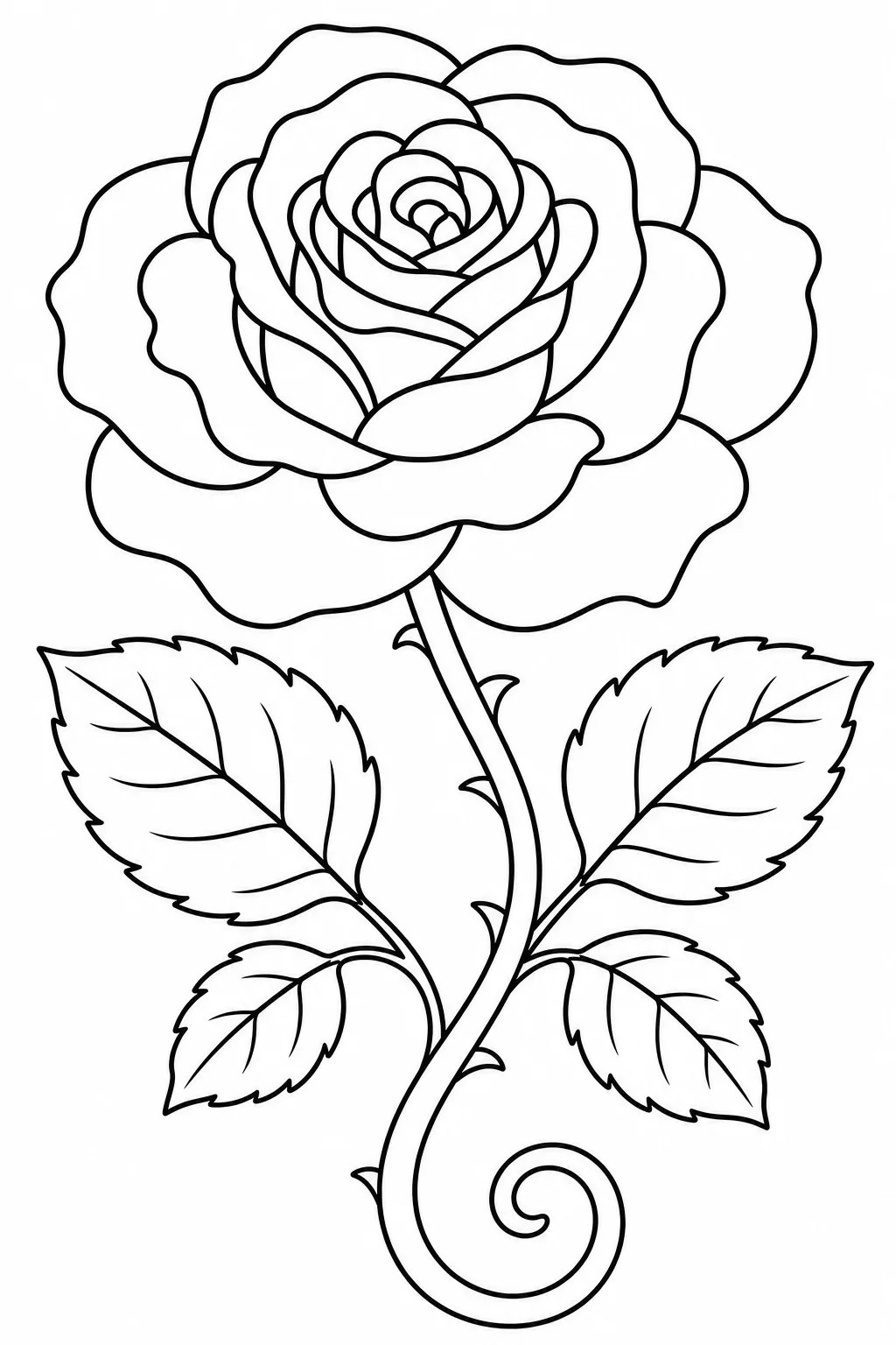 Rose in Full Bloom Coloring Page — free coloring page