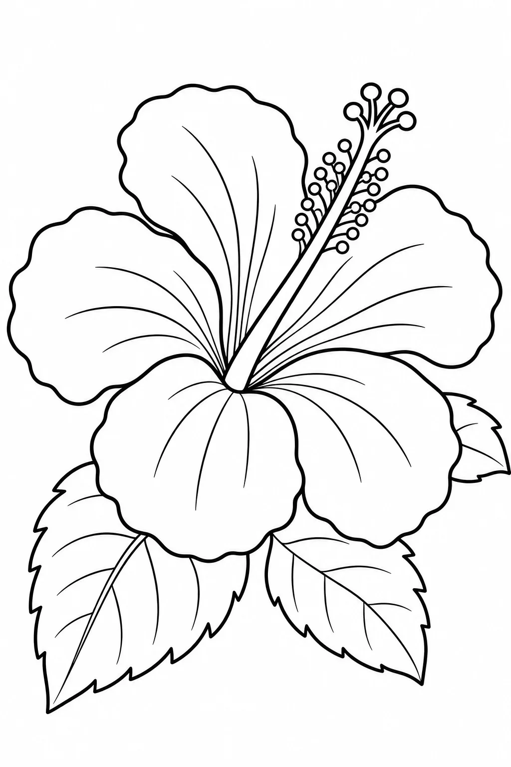Tropical Hibiscus Flower Coloring Page — free coloring page