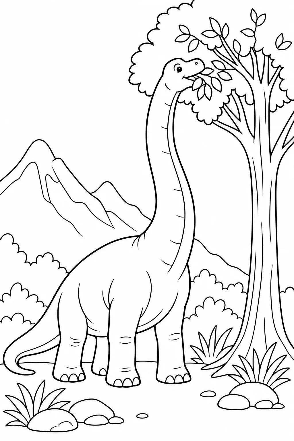 Brachiosaurus Eating Leaves Coloring Page — free coloring page
