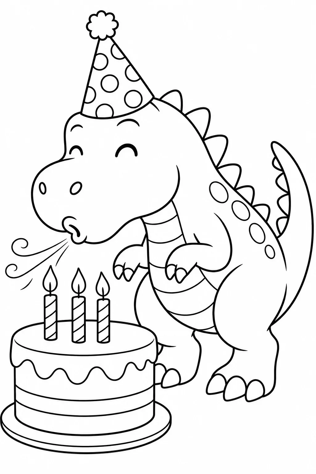 Dinosaur Birthday Celebration Coloring Page — free coloring page