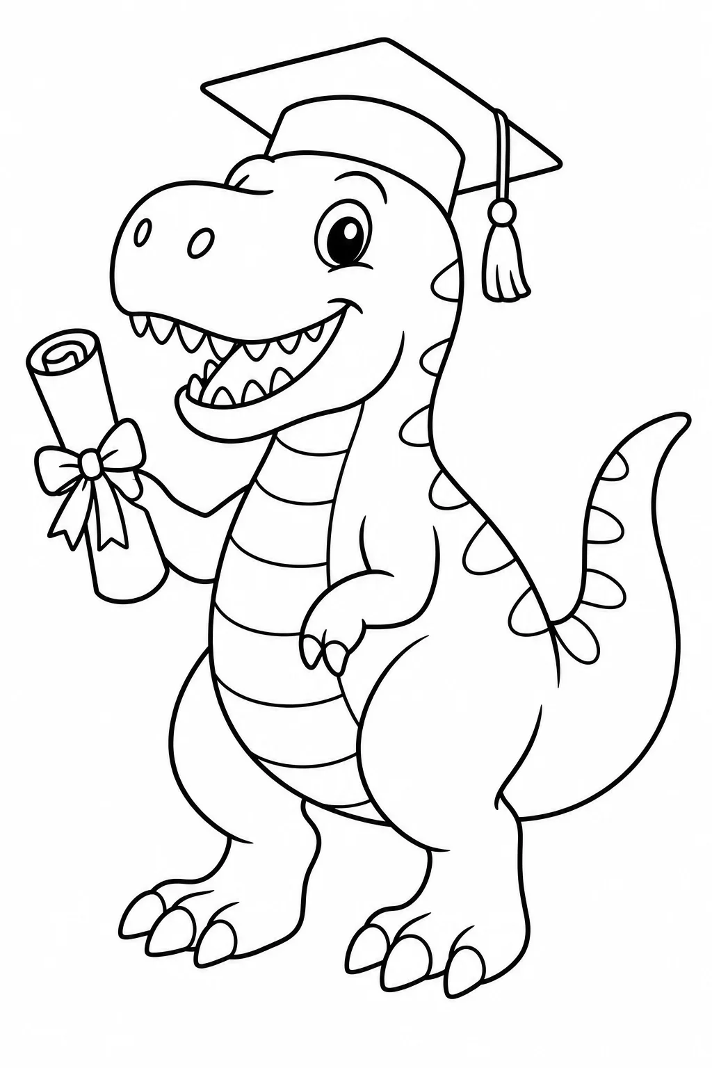 Dinosaur Graduation Coloring Page — free coloring page