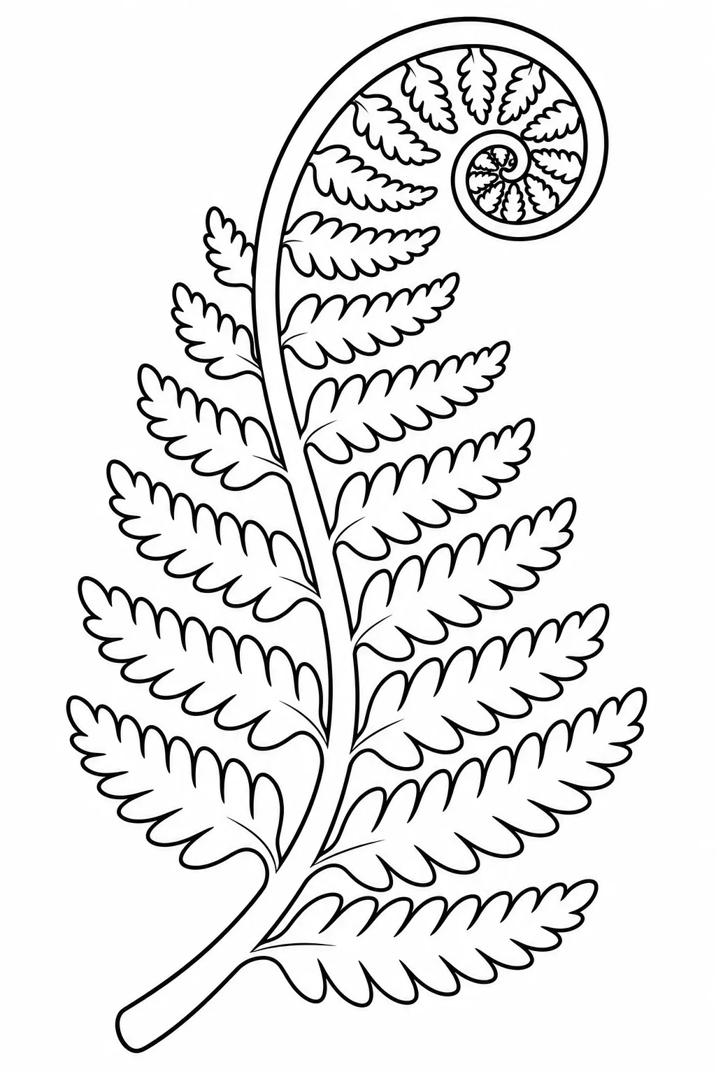 Fern Frond Line Art Coloring Page — free coloring page
