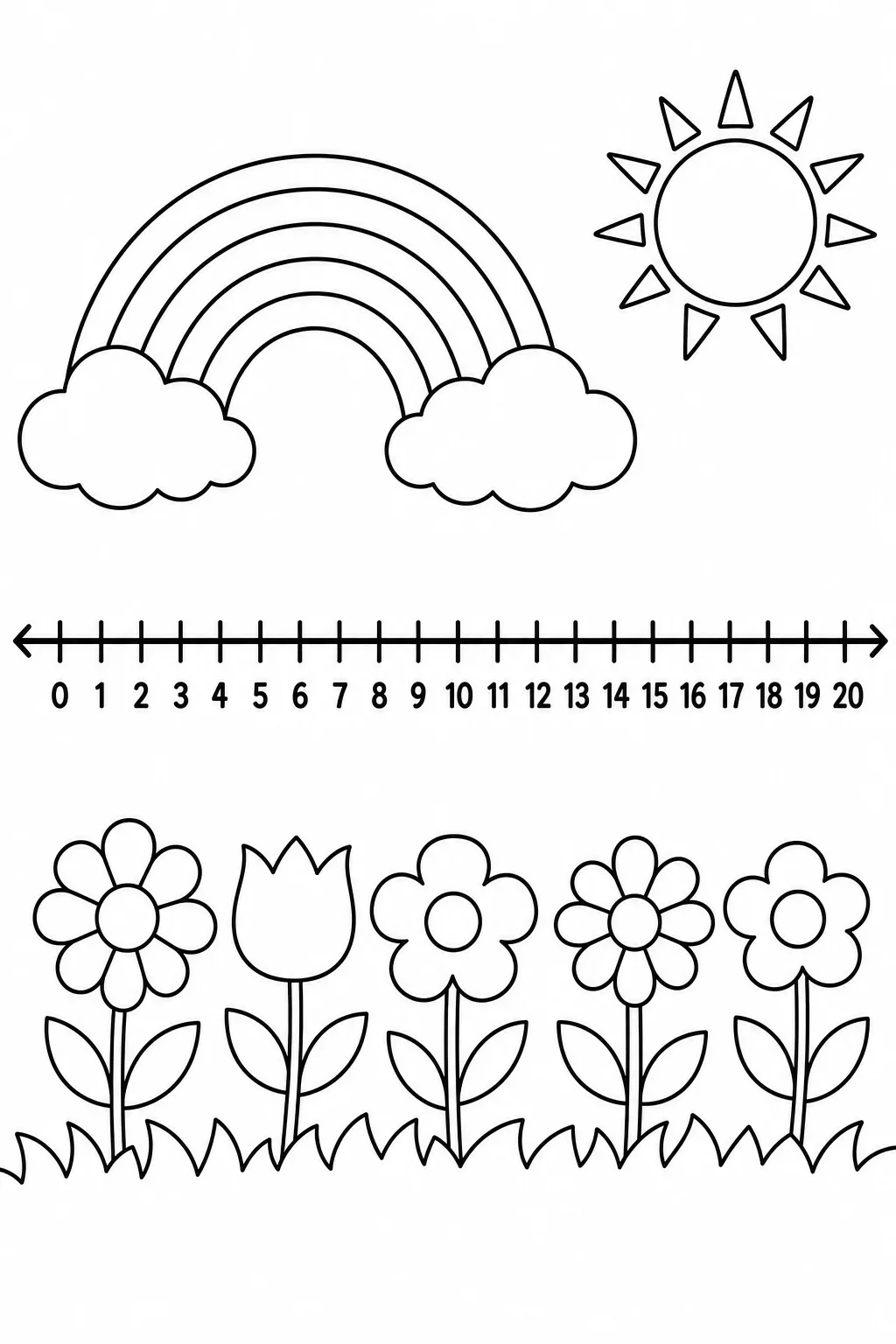 Number Line 0-20 Coloring Page — free coloring page