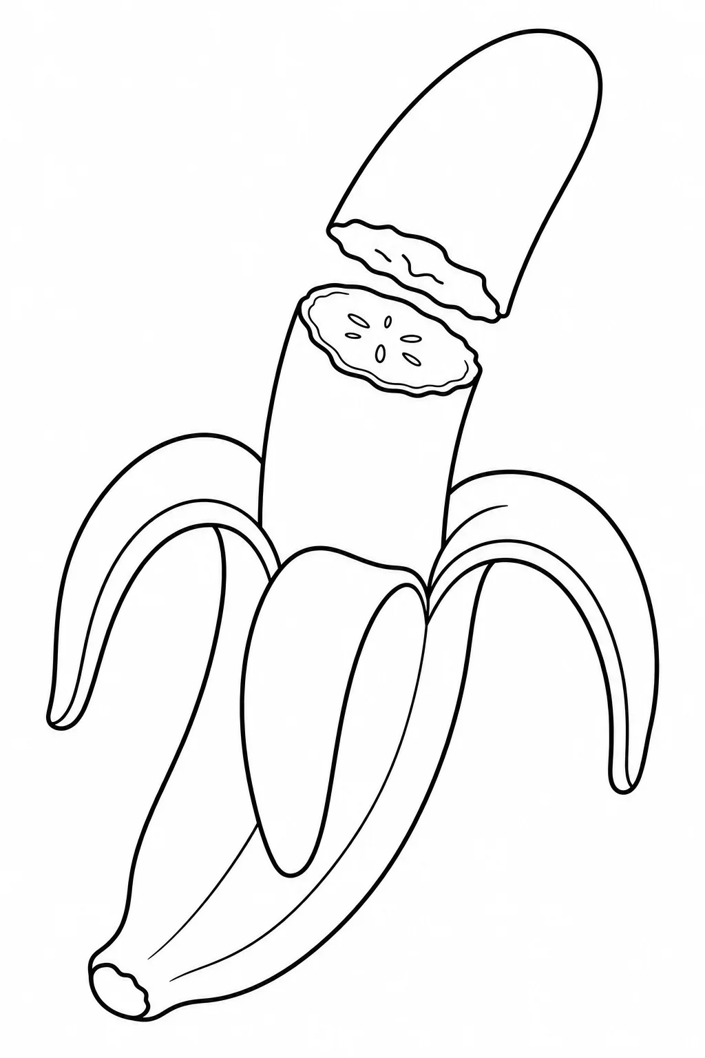 Peeled Banana with Broken Section — free coloring page