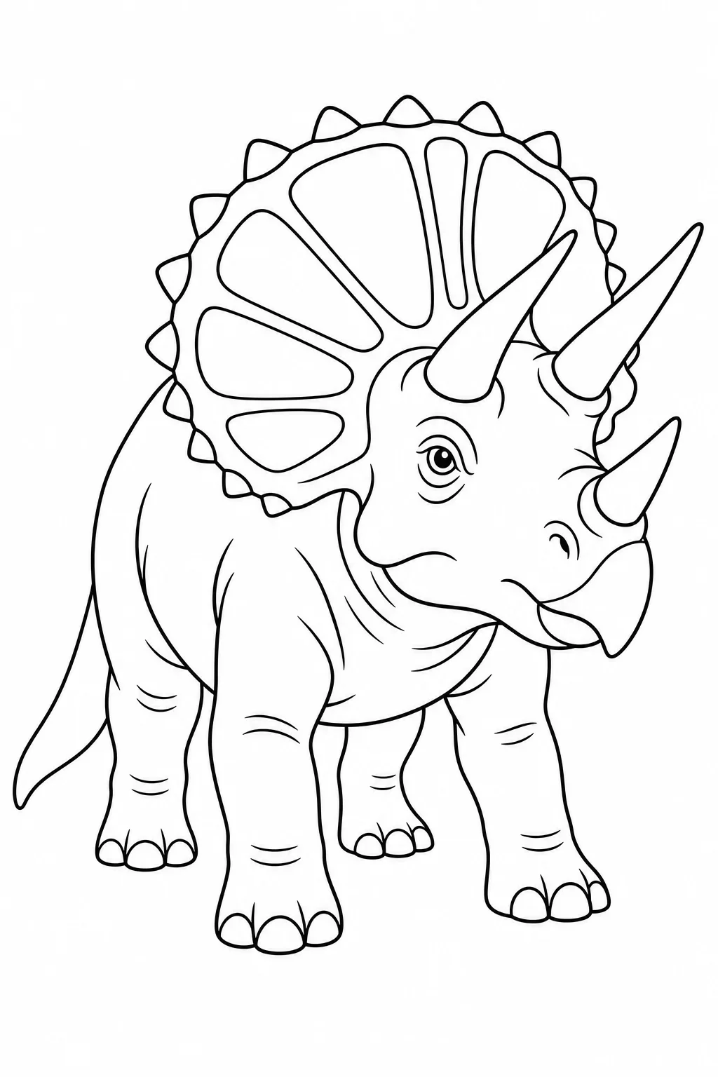 Triceratops with Decorative Frill Coloring Page — free coloring page