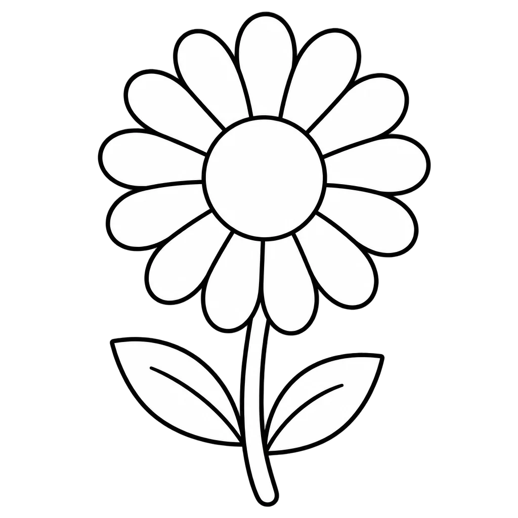 Bold Outline Daisy Coloring Page — free clip art