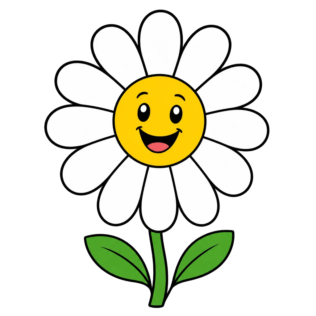 Cheerful White Daisy with Yellow Center — free clip art