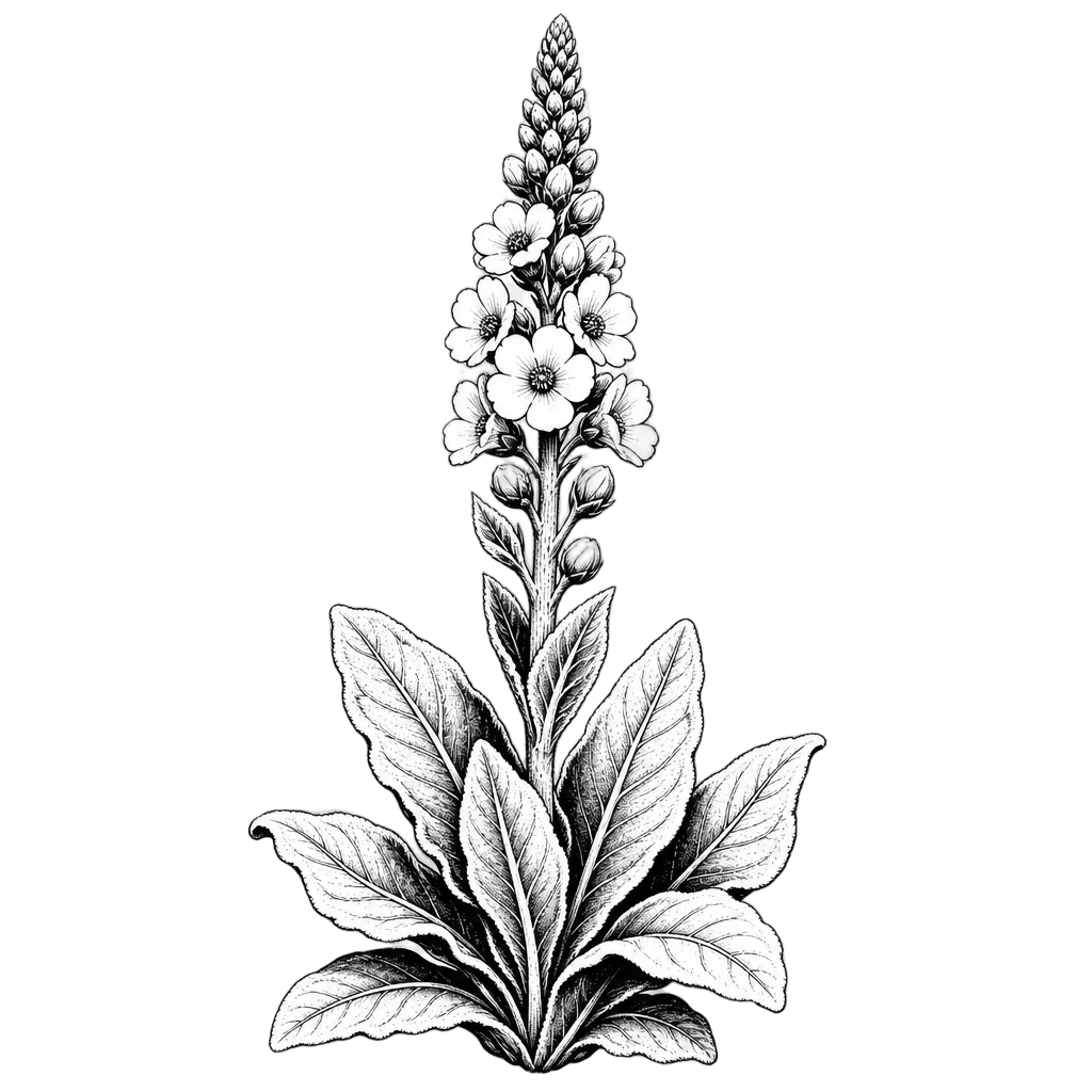 Mullein Flower Black and White Clipart — flower clip art