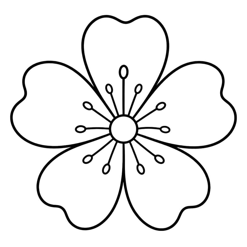 Simple Five-Petal Flower Outline — free clip art