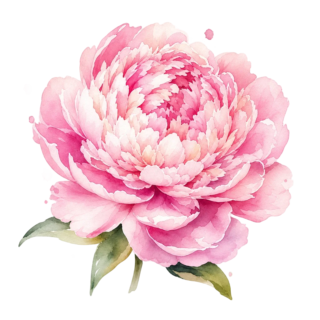 Blush Pink Peony Watercolor Illustration — free clip art