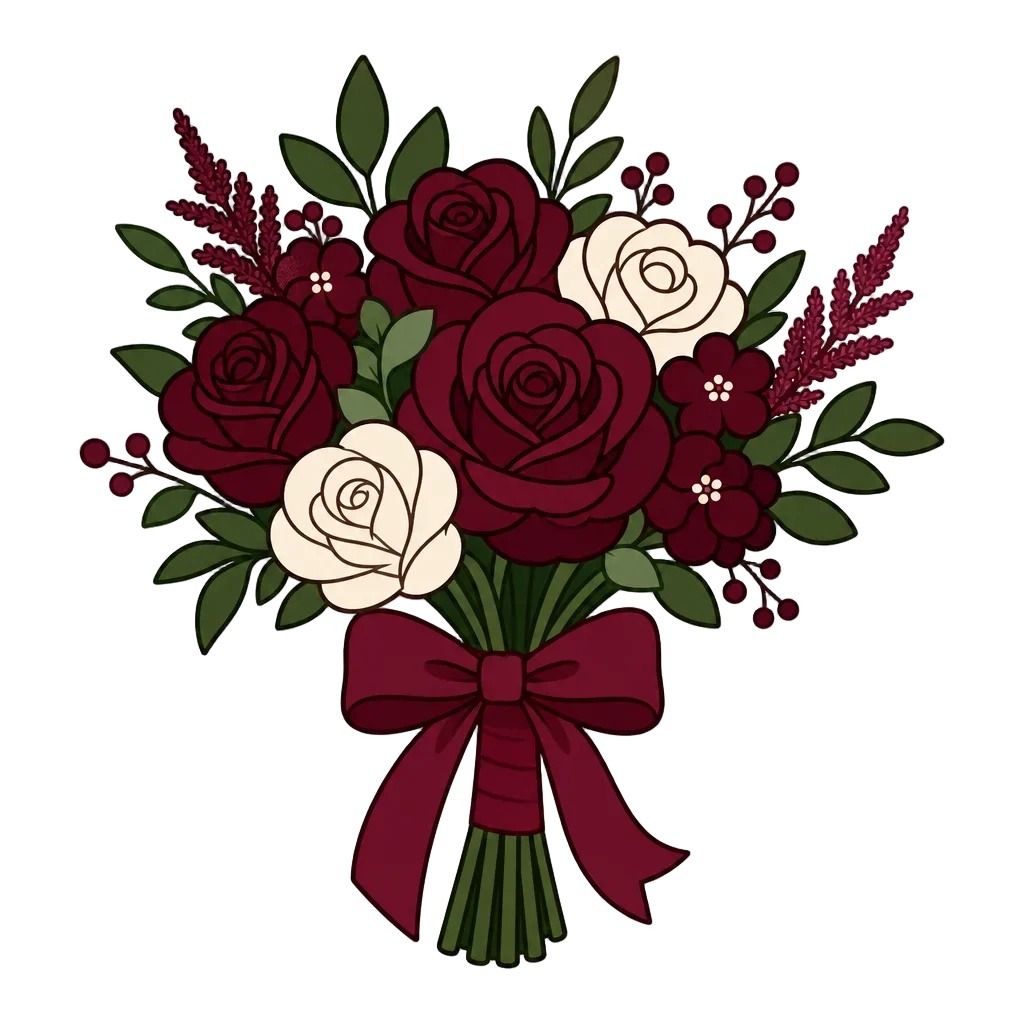 Burgundy Wedding Flat Clipart — free clip art