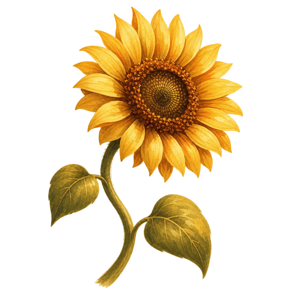 Cozy Sunflower with Green Stem — free clip art