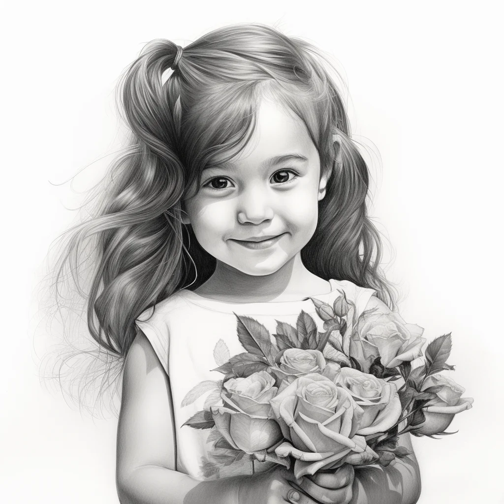 Girl Holding Flowers Clipart — free clip art