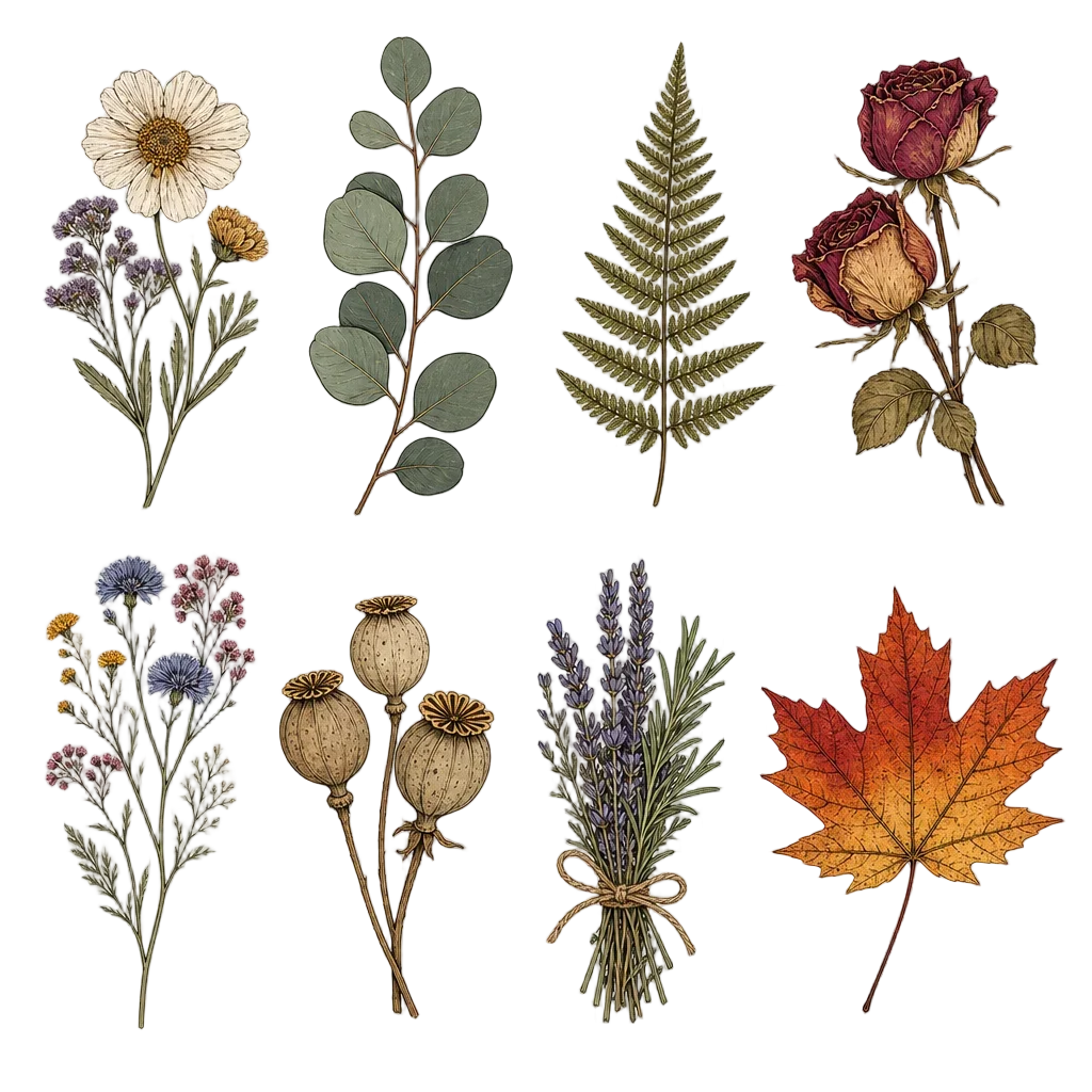 Premium Vintage Botanical Clipart Sheet — flower clip art