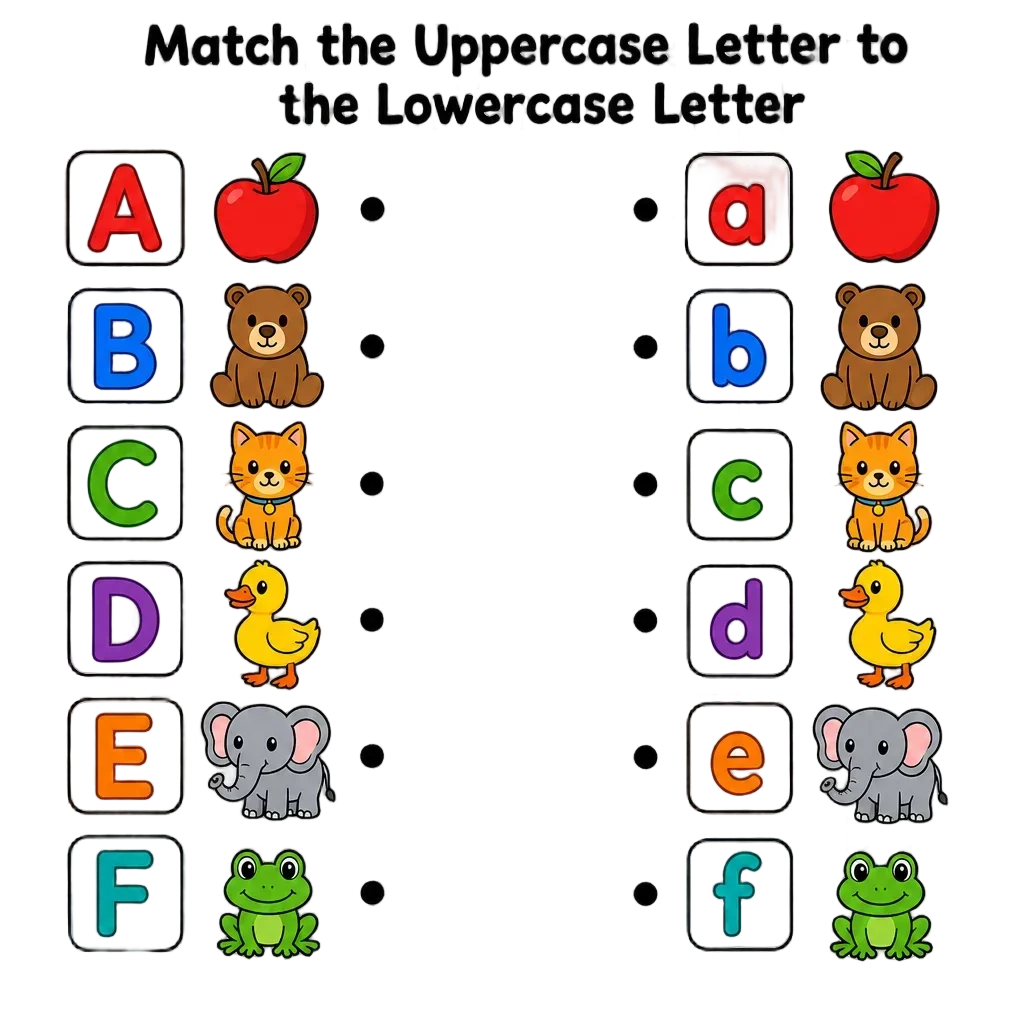 Alphabet Matching Worksheet with Pictures — free clip art