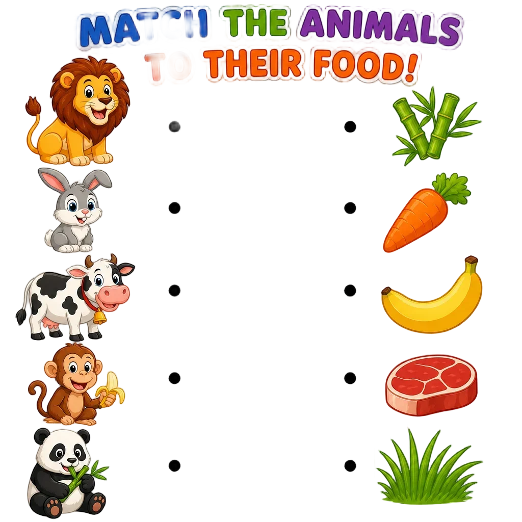 Animal Food Matching Worksheet — free clip art