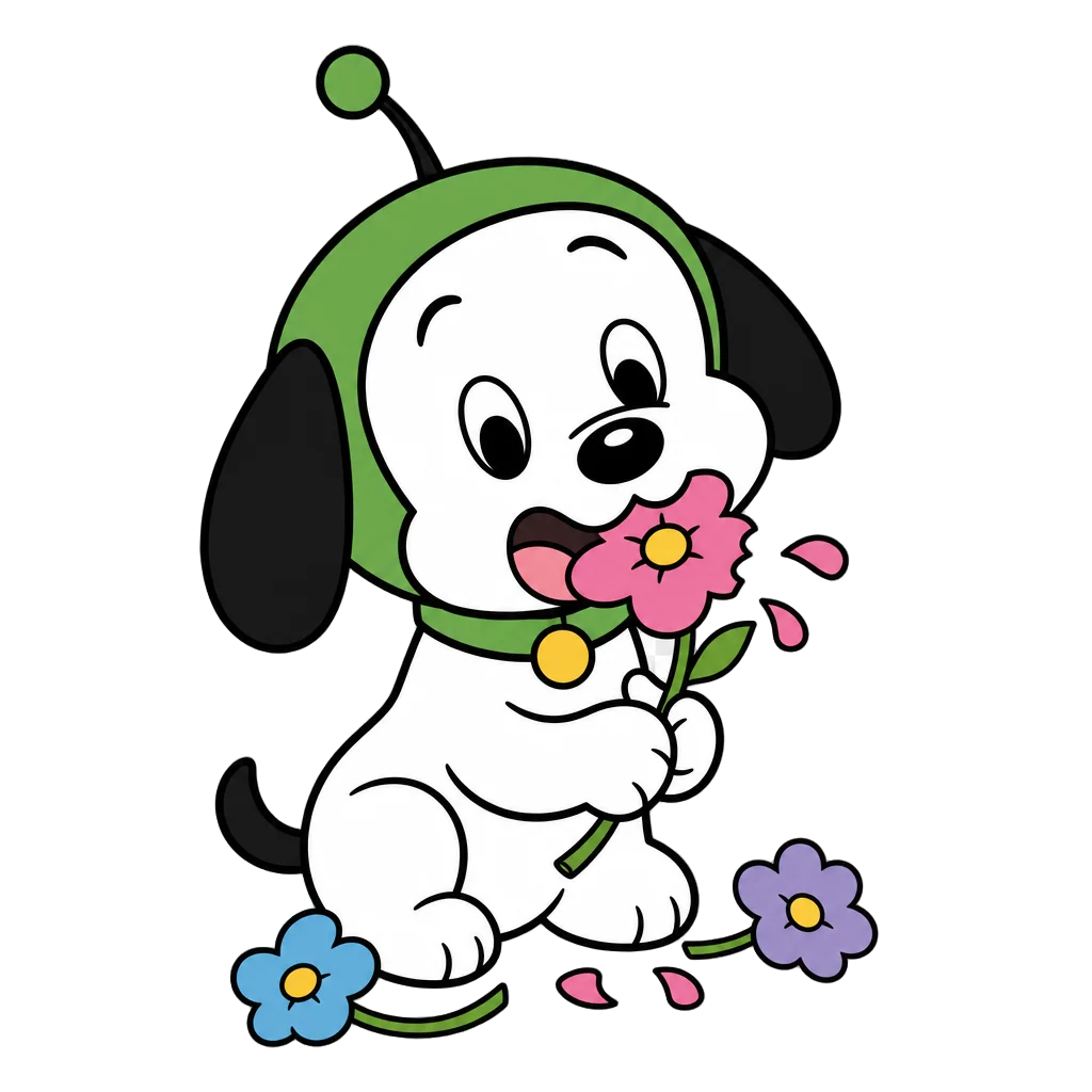 Astronaut Eating Flowers — free clip art