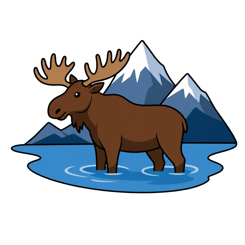 Bear or Moose on Lake — free clip art