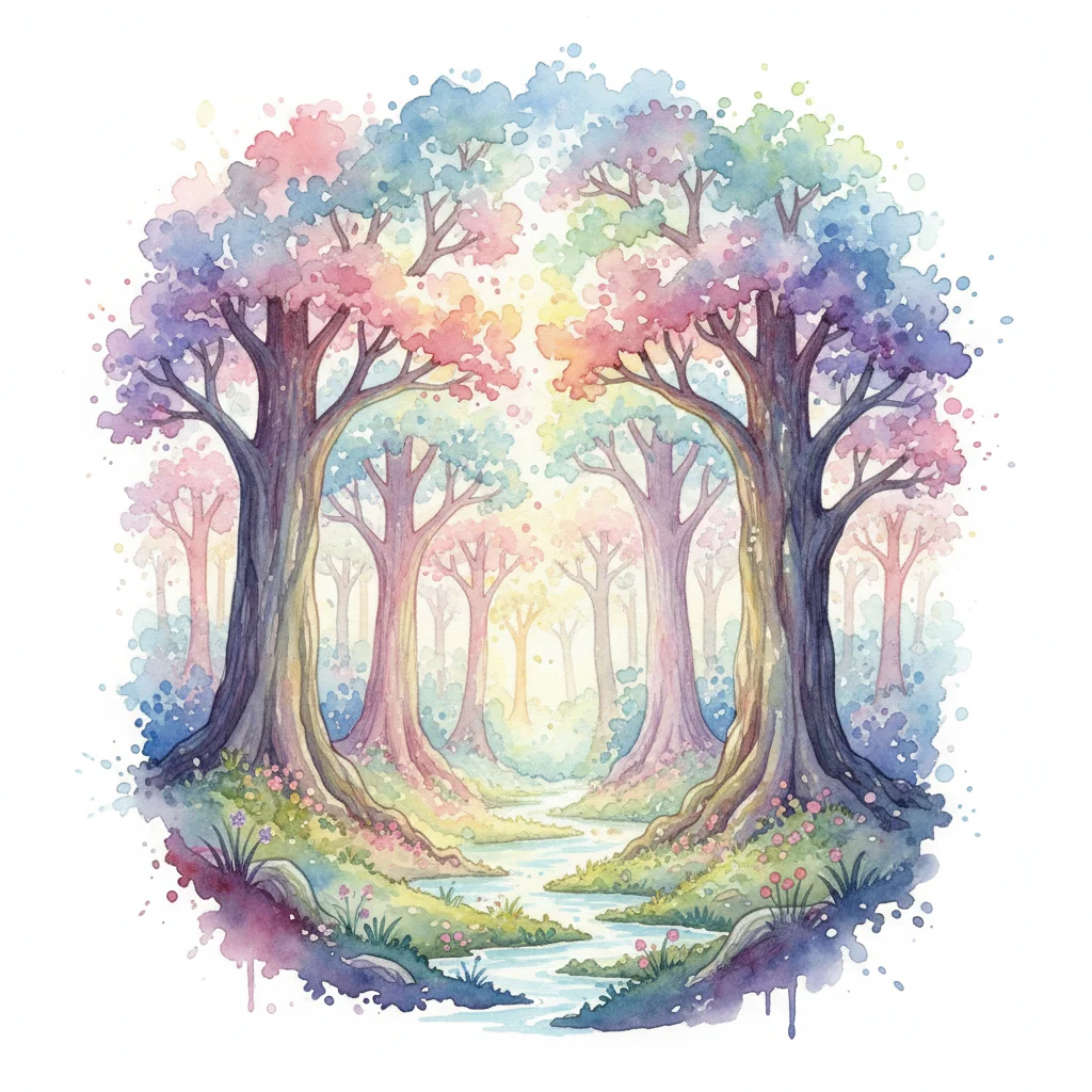 beautiful forest with large trees — free clip art