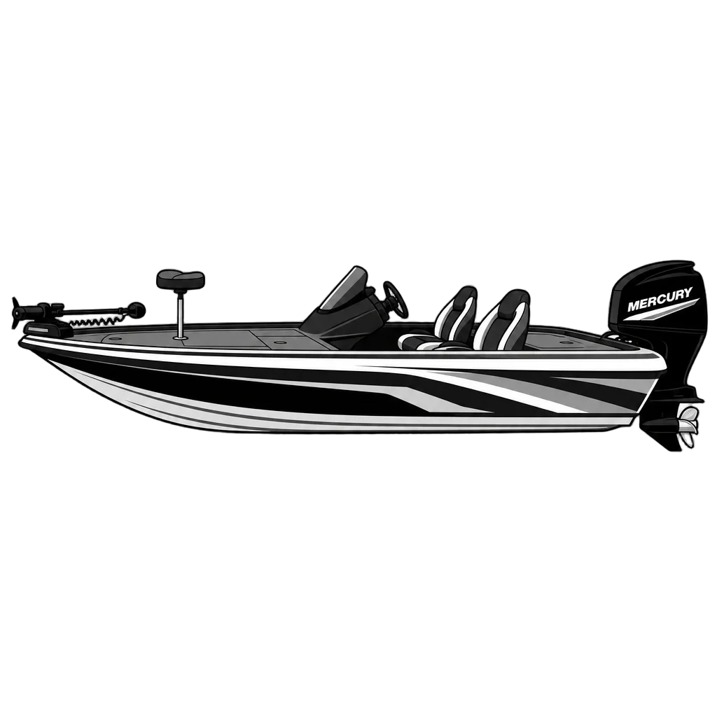 Black Gray And White Bass Boat — free clip art