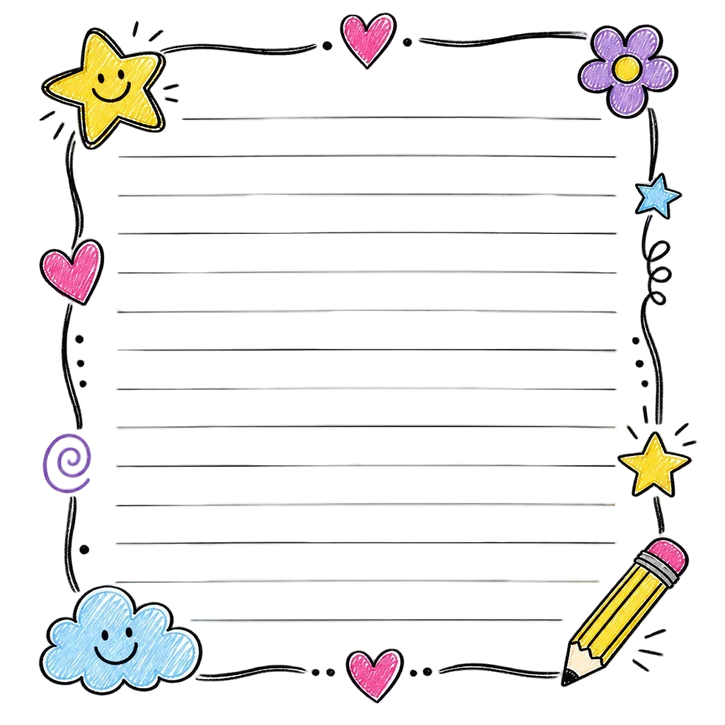 Blank Lined Journal Page with Decorative Border — free clip art