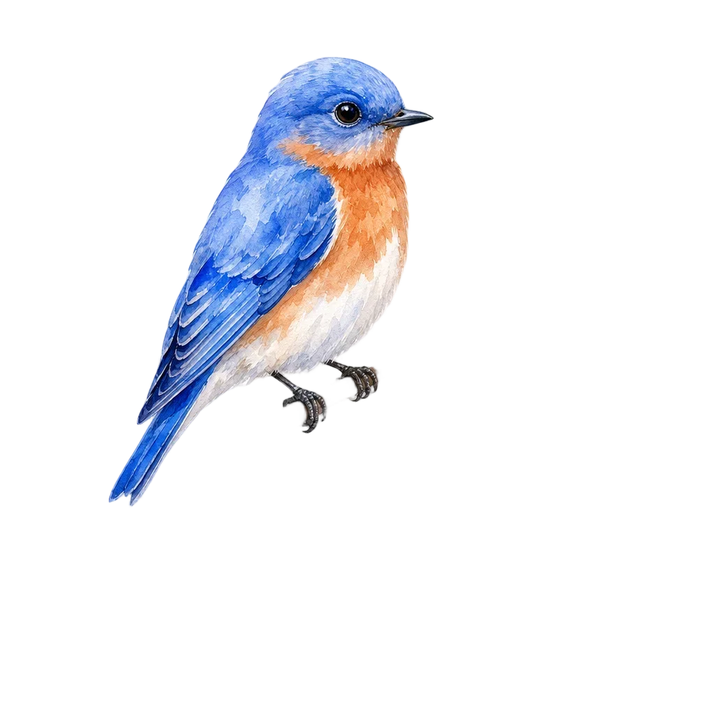 Bluebird on Cherry Blossom Branch — free clip art