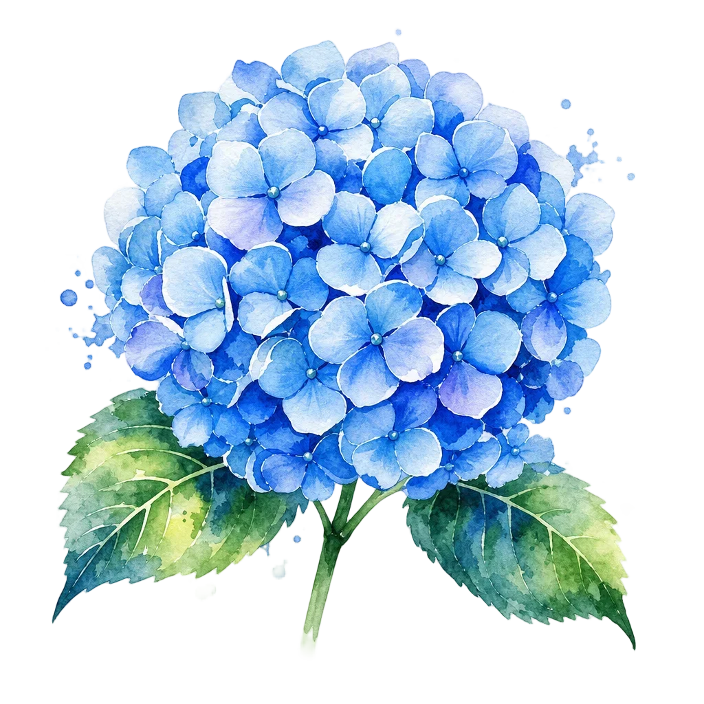 Bright Blue Hydrangea Watercolor Cluster — free clip art
