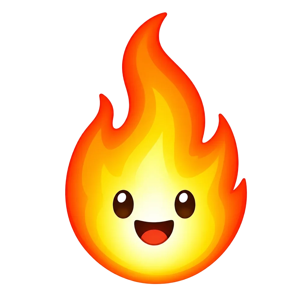 Bright Flame Emoji Icon — free clip art