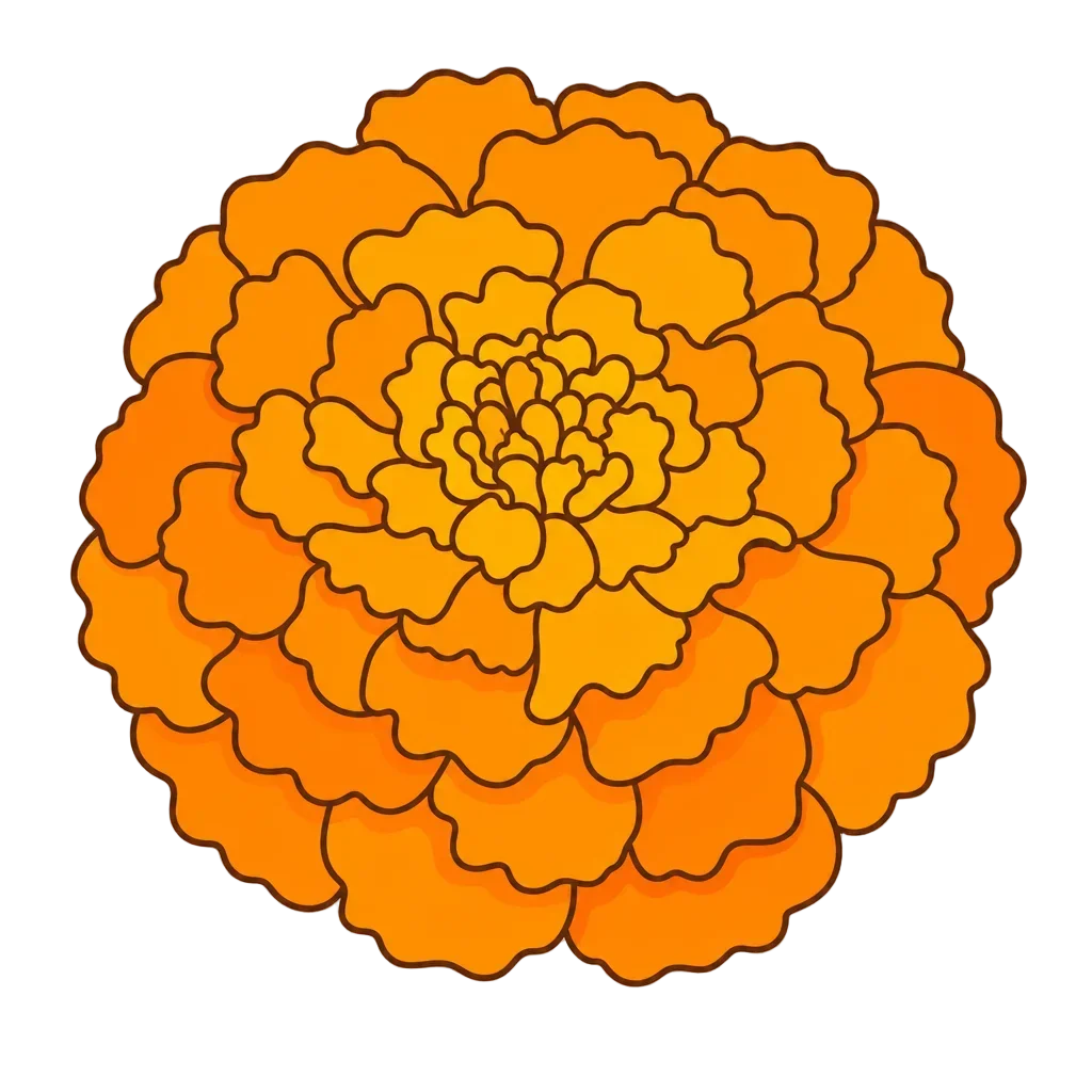 Bright Orange Marigold Flower Clipart — free clip art