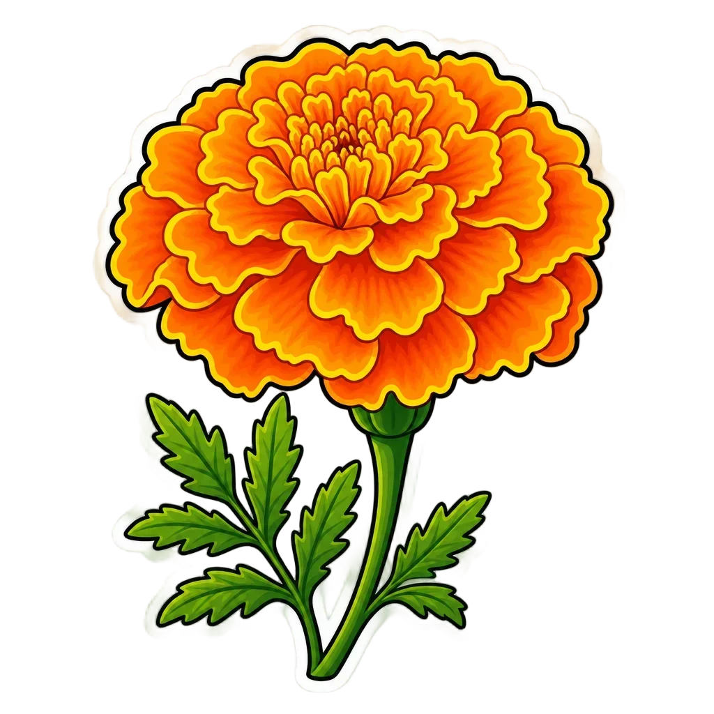 Bright Orange Marigold Sticker — free clip art